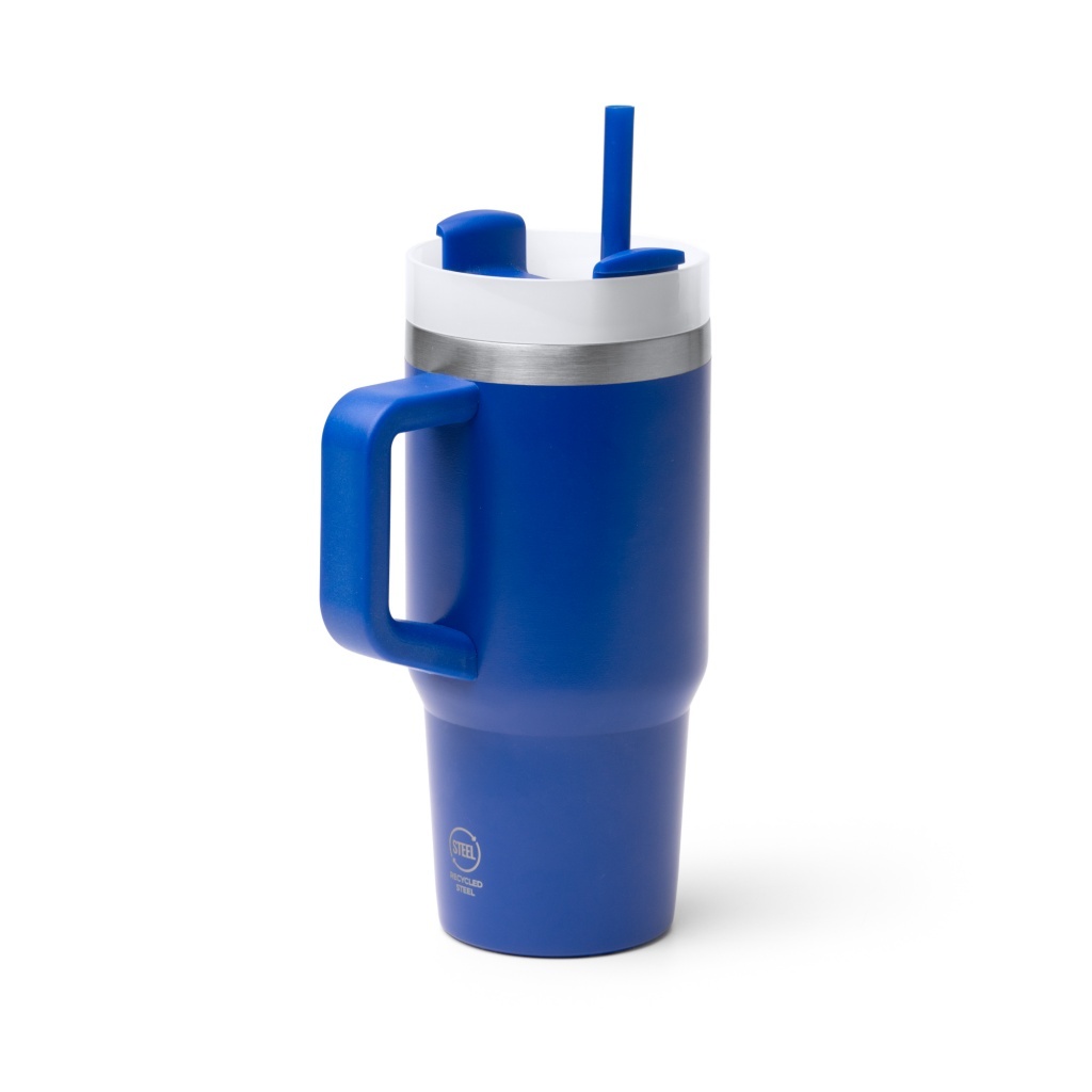 GOTEX - Kubek termiczny (400ml) ze stali nierdzewnej pochodzącej z recyklingu ze słomką i uchwytem