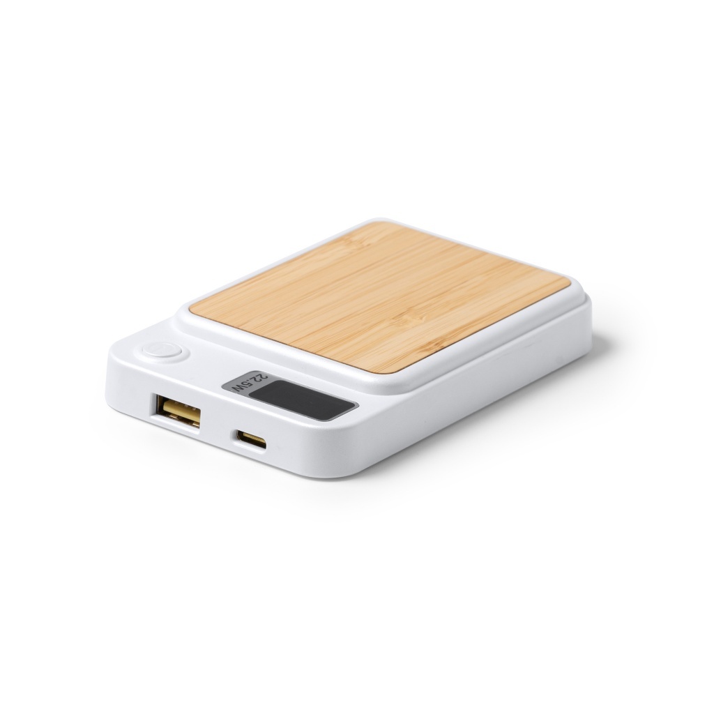 Gunder - Powerbank z główną konstrukcją wykonaną z bambusa i ABS z recyklingu