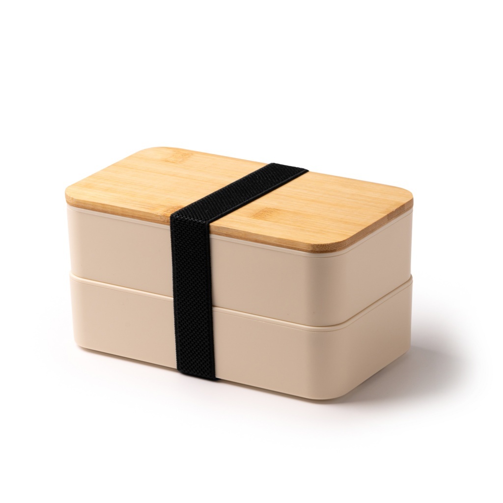 Janex - Pudełko na lunch z dwiema przegrodami i bambusową przykrywką.