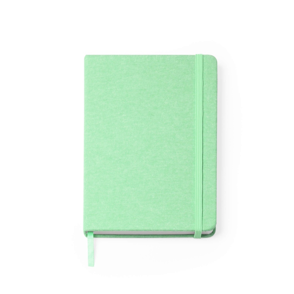 Soral - Notatnik w formacje A5 z bawełnianą okładką. Zakładka i gumka elastyczna. 100 gładkich arkuszy.