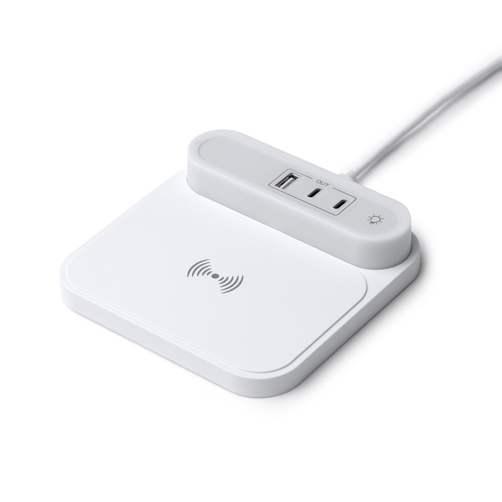 TITANUS - Bezprzewodowa ładowarka z lampą led i portami (USB-C / USB-A) do ładowania.